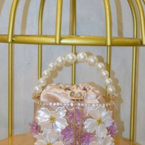 European and American retro sunflower birdcage handmade openwork sparkling non-iridescent diamond chain shopping basket bucket bag